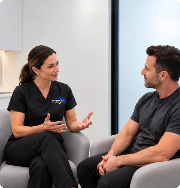 Prime Clinics Kinesiology Team reviewing results with a client
