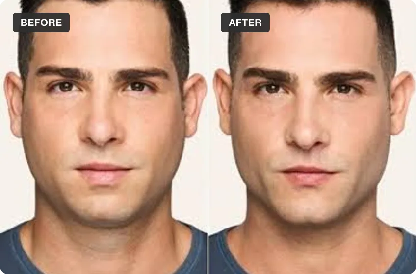 Dermal Filler treatment area before and after, manufacturer clinical photo