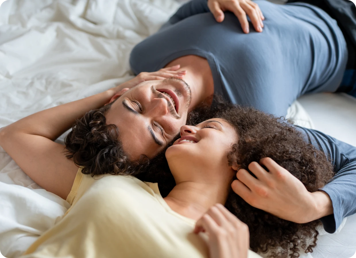 A couple relaxing together at home
